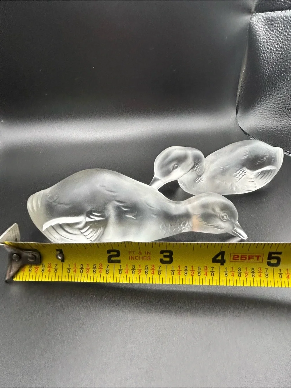 Baccarat France Frosted Crystal Glass Duck Figurine Pair